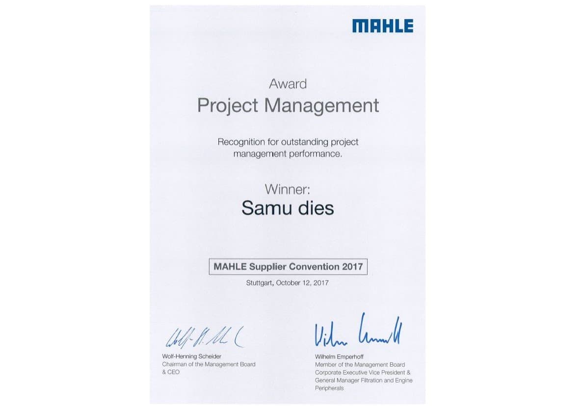 MAHLE “Project Management” 수여